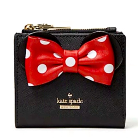 kate spade Handbags - Kate Spade x Minnie Mouse Adalyn Wallet Disney NWT Black Leather Bow Polka Dot